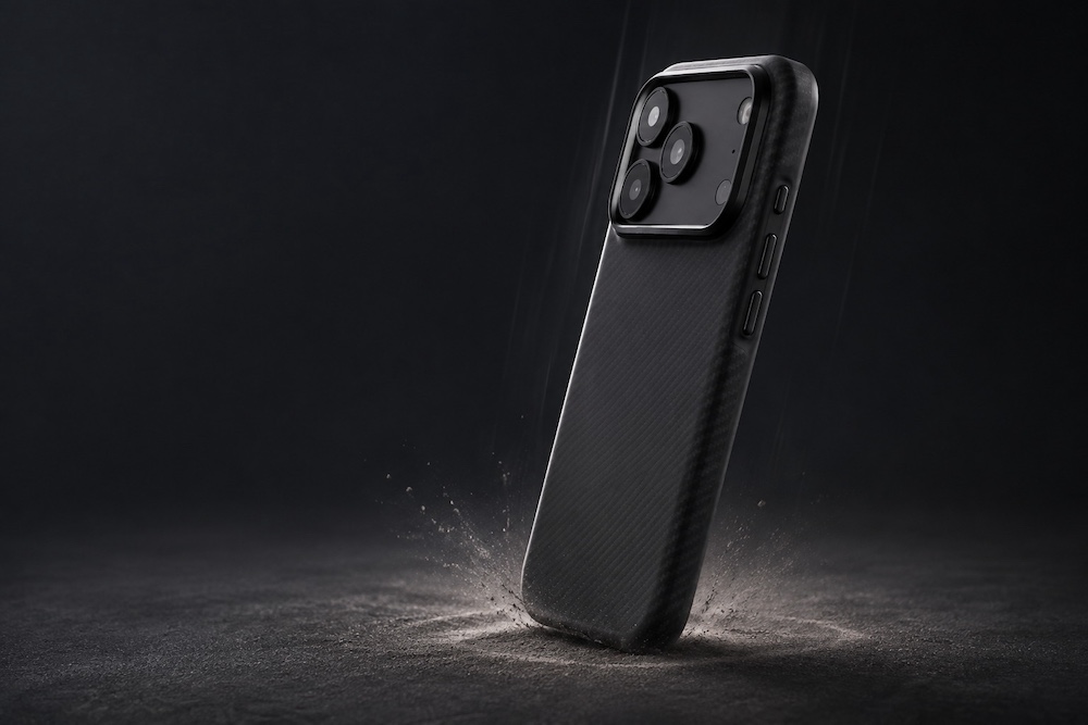 落下の衝撃を受け止めるSUPER TOUGH CASE DUROのイメージ
