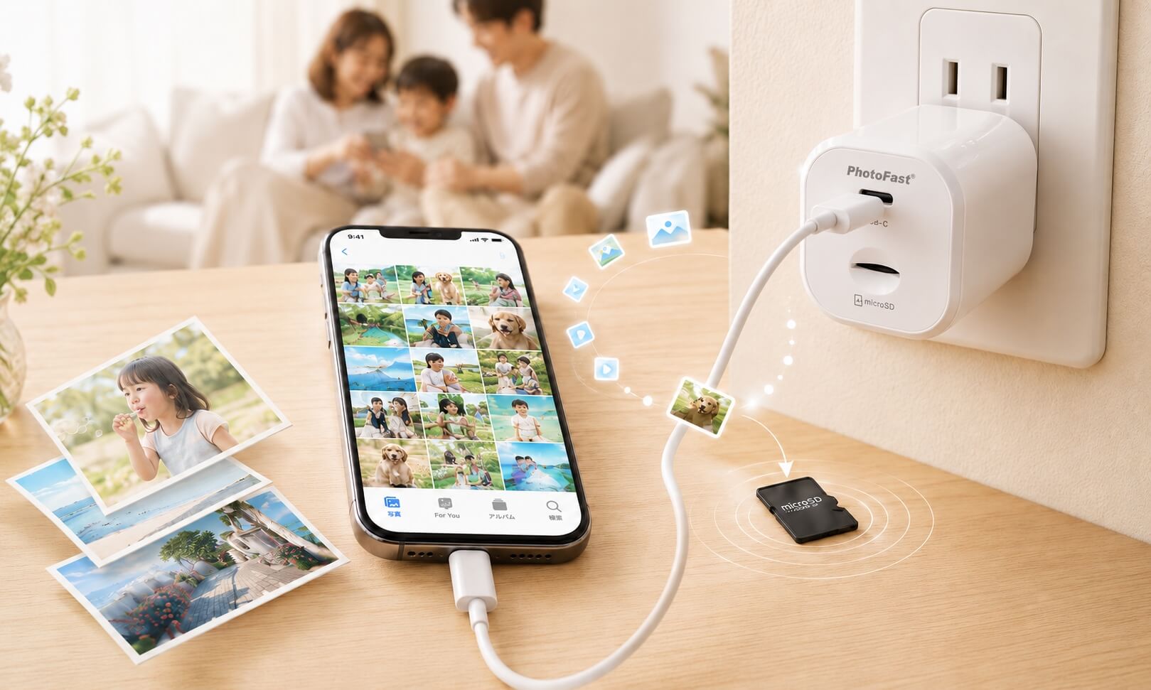 PhotoPower Plus 充電するたび、写真も動画も自動でバックアップ