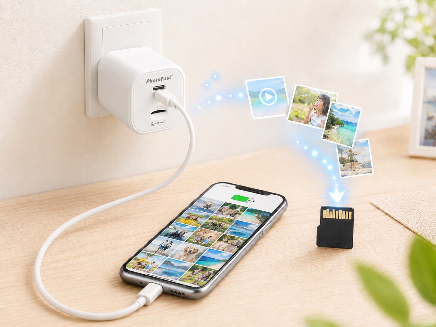 PhotoPower Plusは充電しながら写真と動画を自動バックアップ