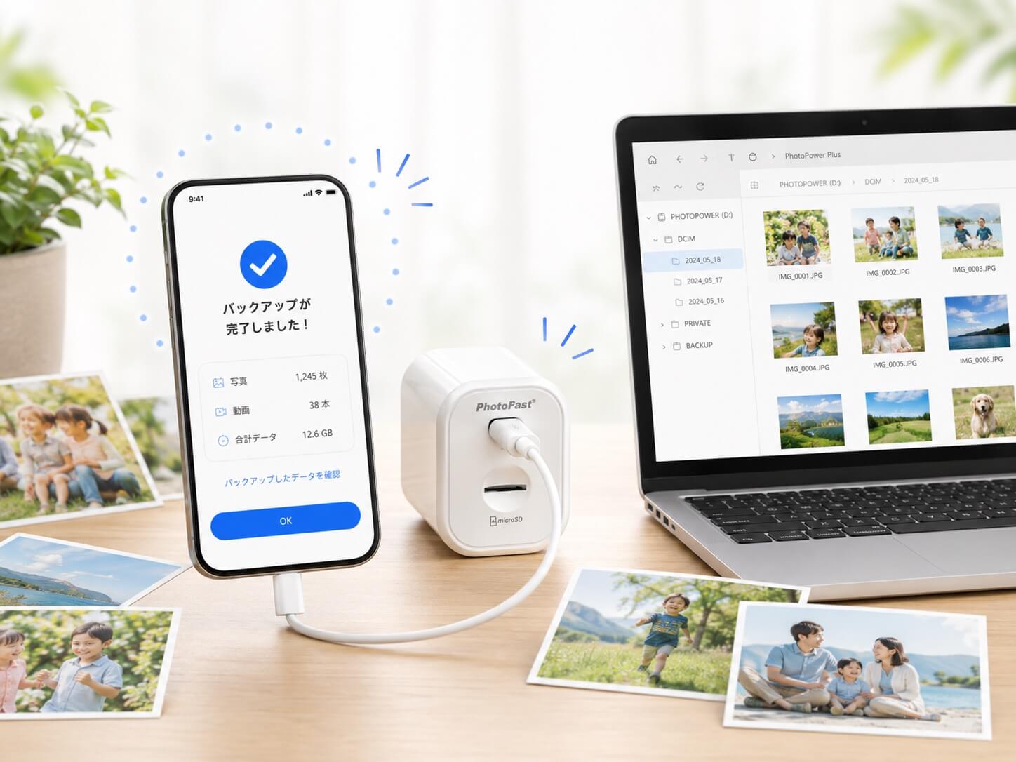 保存状況を確認できるPhotoPower Plusアプリ