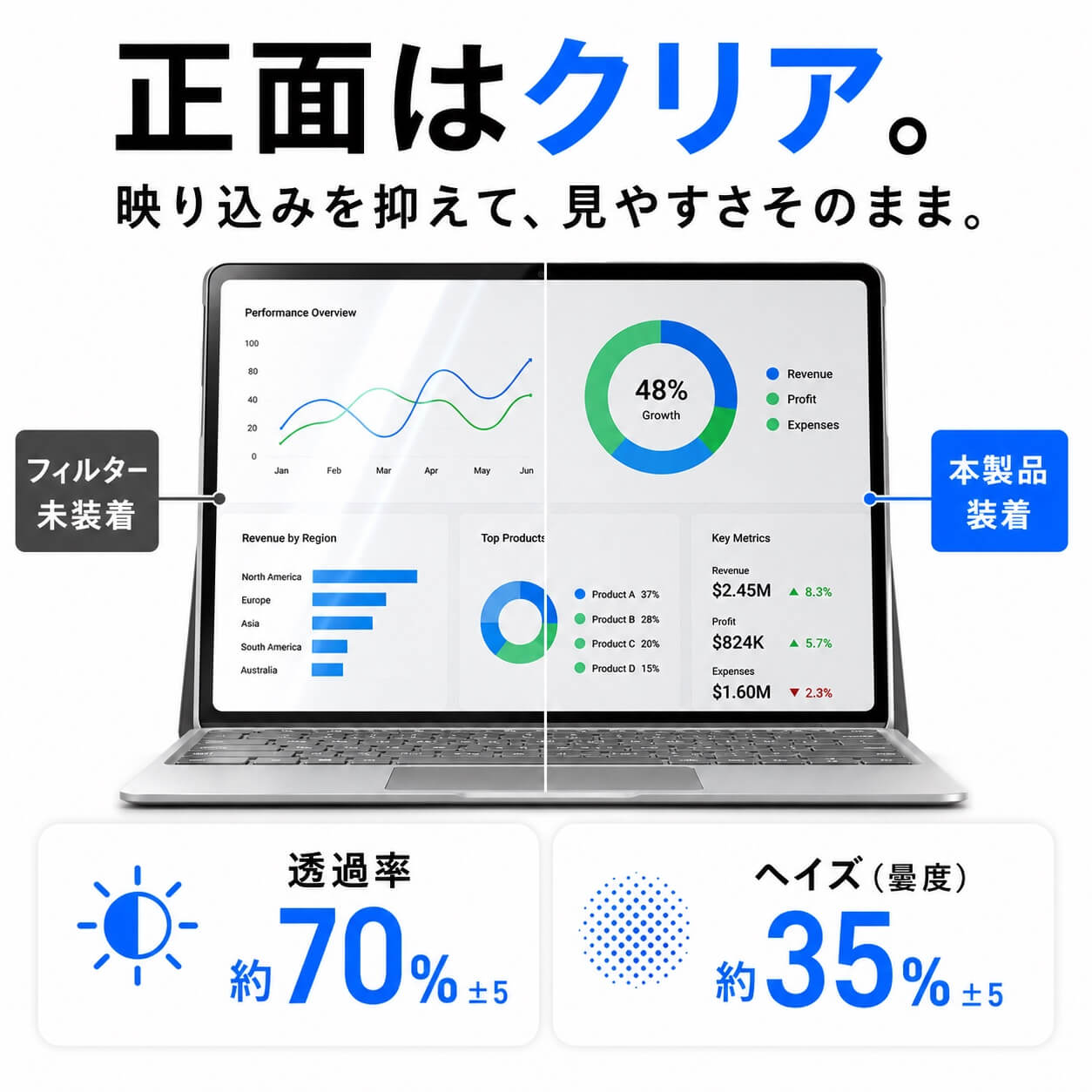Deff Surface用 ナノサクション プライバシーフィルム 着脱式 覗き見