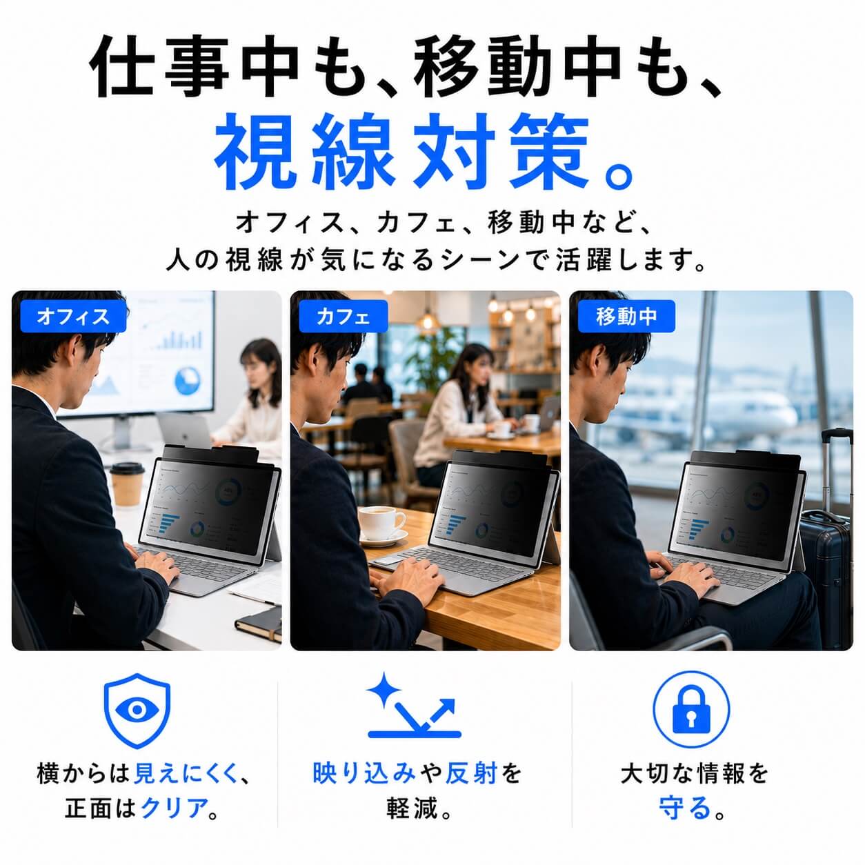 Deff Surface用 ナノサクション プライバシーフィルム 着脱式 覗き見