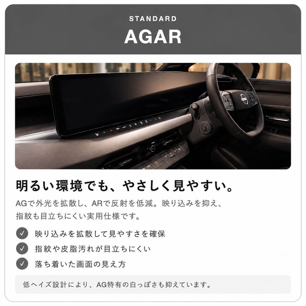 エルグランドE53用スタンダードAGARの映り込み拡散と見やすさを示す装着イメージ