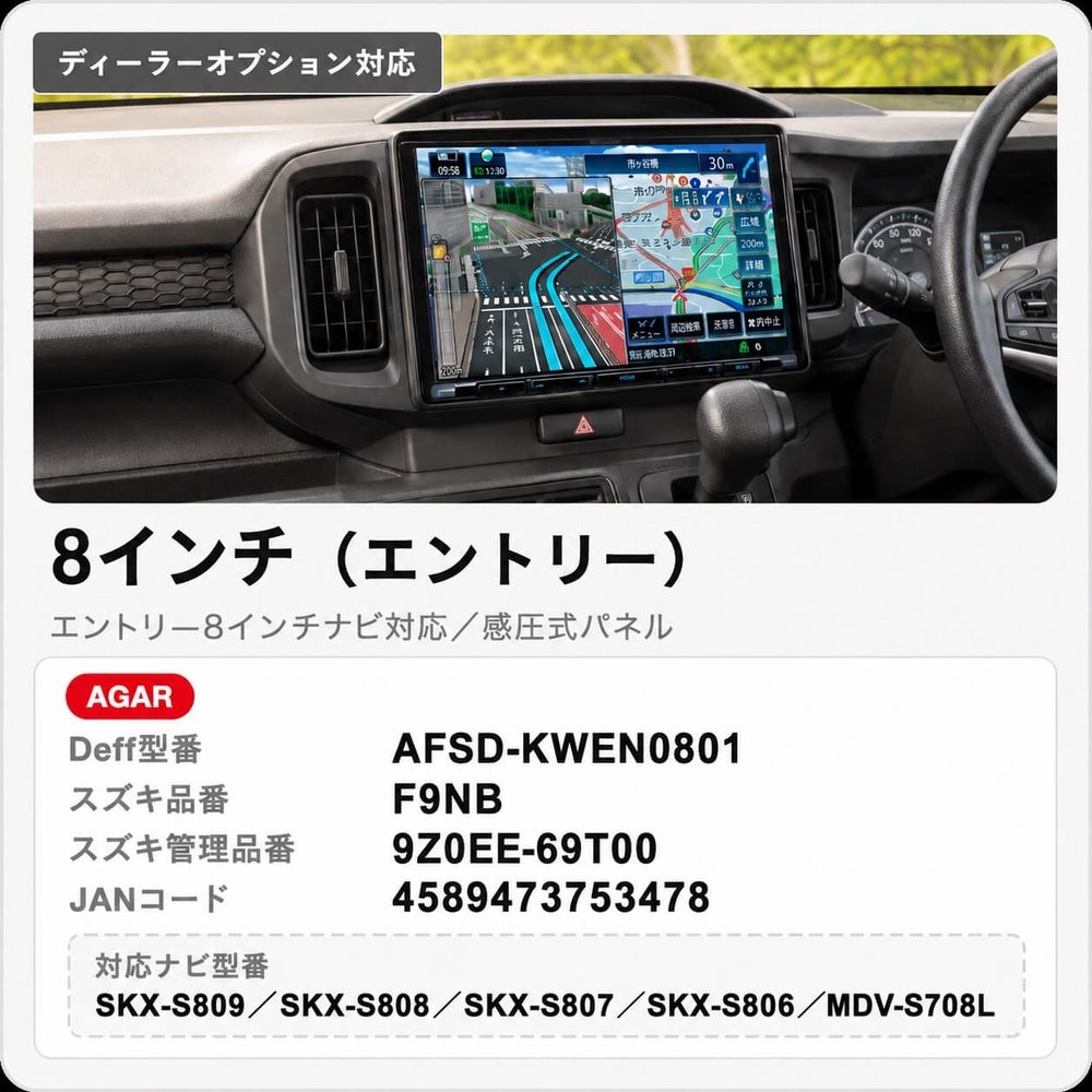 ケンウッド製エントリー8インチナビ用AGAR保護フィルムの製品情報と対応型番