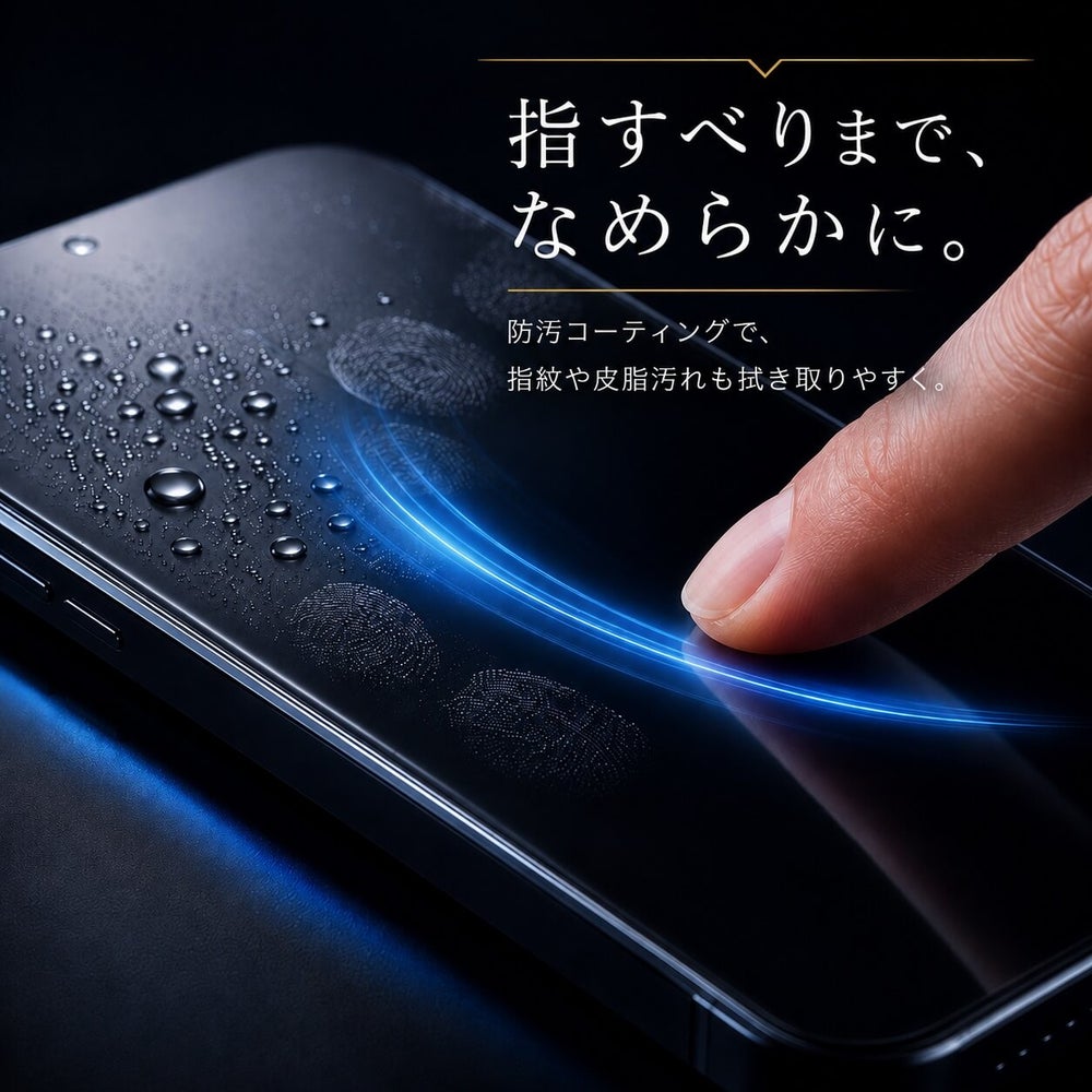 防汚コーティングによるなめらかな指すべりのイメージ